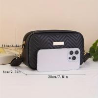 Bolso Bandolera Minimalista De Cuero PU Para Mujer Estilo Casual Con Patrón Geométrico Bolsillo Para Teléfono Móvil - details 3