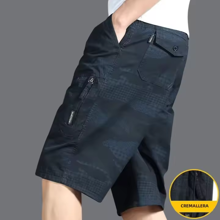 Clásicos Shorts De Cargo Para Hombre Con Bolsillo De Cierre De Cremallera Estilo Casual De Pierna Larga Algodón Trabajo Ropa Para Hombre - 1