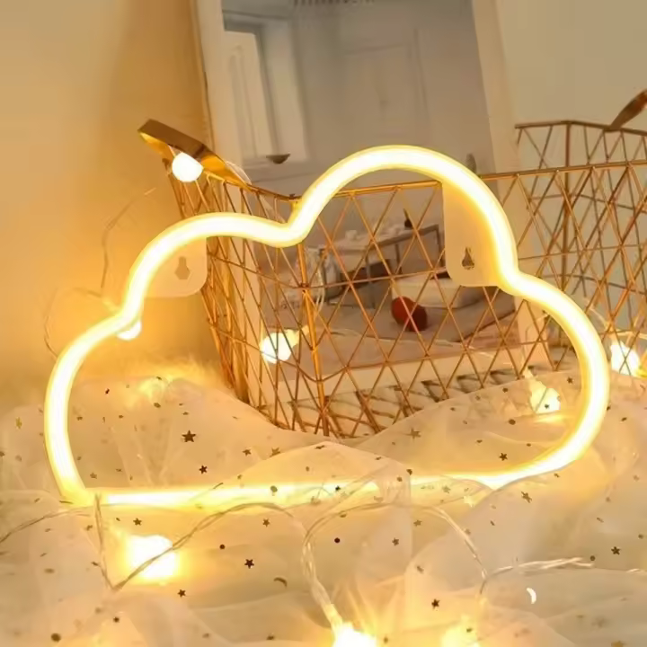 Luz De Noche LED Neón Relámpago Nubes Para Habitación De Niños Fiesta Cumpleaños Casa Bar Decoración Operada Por Batería/USB - 1