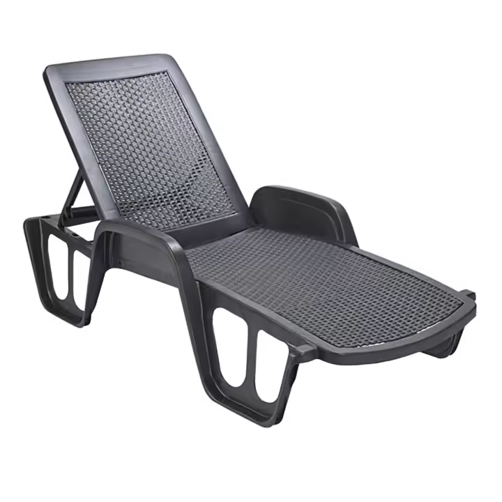 Tumbona Resina Ratan Antracita Apilable 71x192x100cm - 1