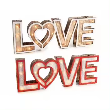 Amor esbribiendo en Madera con Luces LED (Cod.) 0005141870002 - 1