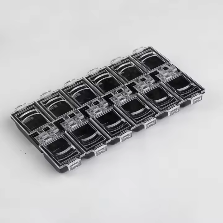 Caja Vacía Para Decoración De Uñas Con 12 Celdas Para Rhinestones Piedras Preciosas Y Accesorios De Joyería En Colores Transparente Rosa Negro Y Blanco - 1