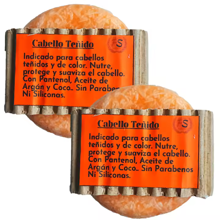 Pack 2 Champús Sólidos Cabellos Teñidos. PumarShop Cinnia Natura. Pack Ahorro. Sin Parabenos Ni Siliconas. Apto Veganos - 1