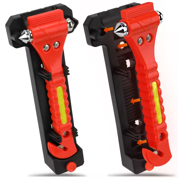 Martillo De Seguridad Para Coche 2PCS Rompe Ventanas Y Cortador De Cinturones De Seguridad Herramienta De Escape 2-en-1 Para Kit De Rescate Emergente - 1