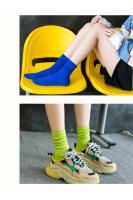 Calcetines De Mujer Moda Color Sólido Preppy Estilo Respirables Neón Largos Coreanos Blancos Casual Calcetines De Algodón Y Poliéster Con Spandex - details 6