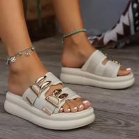 Sandalias De Tobillera Para Mujer Verano 2024 Moda Confortables Con Tacón Medio Y Abiertas Elegantes Y Casuales Suela De Goma Talla Real - details 1