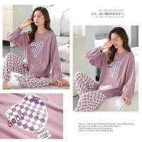 Conjunto De Pijamas Para Mujer Con Dibujos Animados Camiseta De Manga Larga Y Pantalones Dos Piezas Pijama De Noche Estilo Básico Talla Grande Para Otoño Y Primavera MOV - details 15