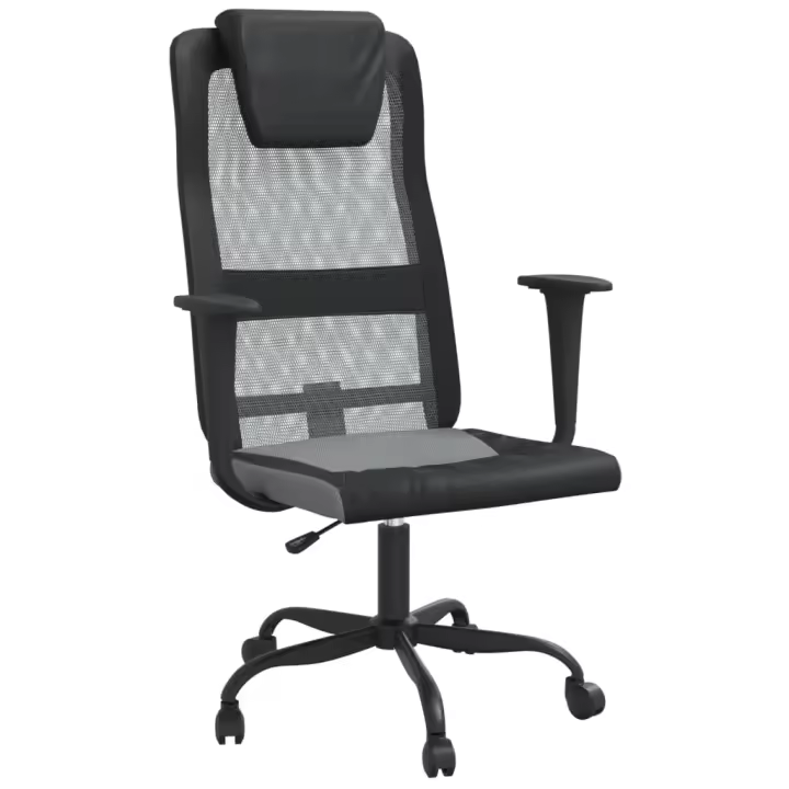 Silla Oficina Alura Lona ajustable Malla y cuero PE gris Negro - 1