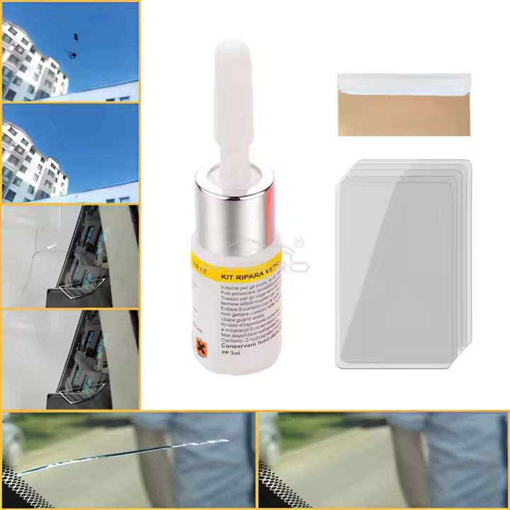 Líquido de reparación de vidrio automotriz, Kit de herramientas de grietas de resina para parabrisas de coche, líquido de aminoacrilato, 4 tiras de curado y 1 manga, 1 pieza, 3ml  DESDE ESPAÑA  MARKETPLACEXT  H87 - 1