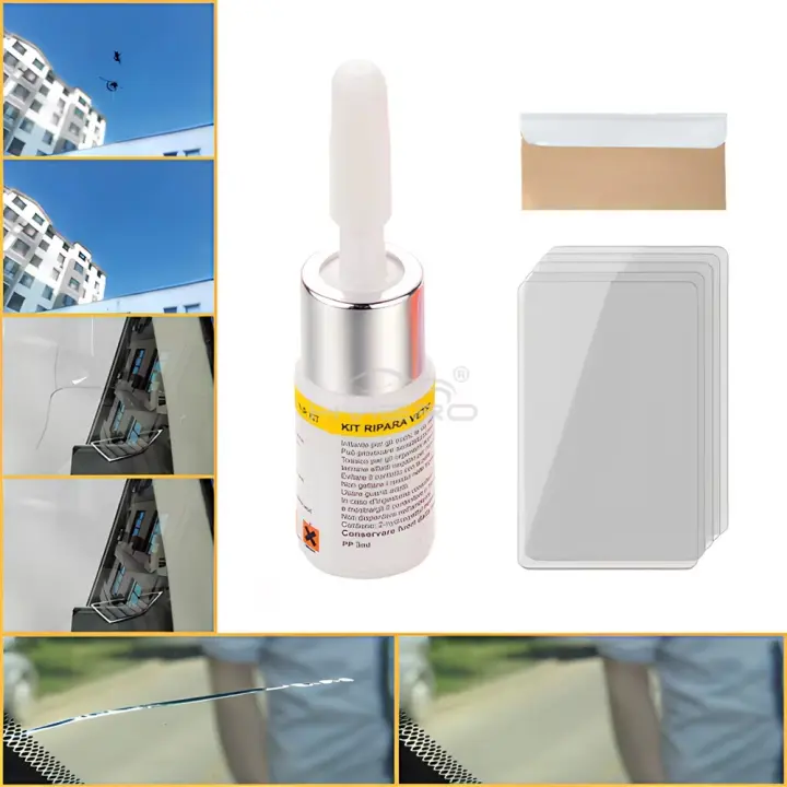 Líquido de reparación de vidrio automotriz, Kit de herramientas de grietas de resina para parabrisas de coche, líquido de aminoacrilato, 4 tiras de curado y 1 manga, 1 pieza, 3ml  DESDE ESPAÑA  MARKETPLACEXT  H87 - 1