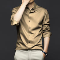 Camisa Larga Para Hombre Color Sólido Suave Y Elegante Ajustada Con Diseño De Muslo Top De Fiesta No Hierro Estirado Para Negocios - details 9