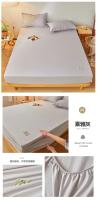 Sábana Ajustable De Algodón 100% En Color Sólido Antideslizante Duradera Para Cama Doble Reina Rey Tamaños 120/150/220cm - details 14