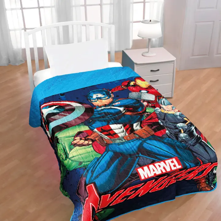 Avengers - Colcha Bouti Avengers Modelo 2 Verano Marvel 170 x 250 Cm (Cama 90 - 105 Cm) Capitán América Hulk Iron Man Thor - 1