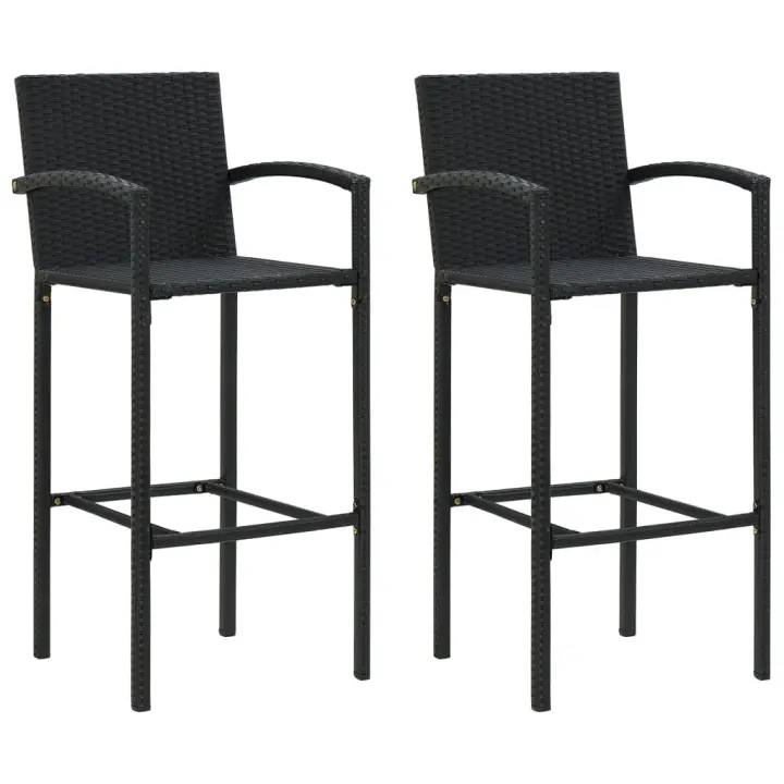 vidaXL Taburetes de cocina 2 unidades ratán sintético negro - 1