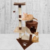 COTTECOTA-Árbol rascador para Gatos Altura 60*56.5*111.5cm Árbol para Gatos Azul Marrón Beige Torre Arbol de Escalada de Múltiples Niveles con Cueva Espaciosa Postes Rascadores de Sisal 40452,40438 - details 3