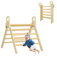 AIYAPLAY Triángulo de Escalada de Madera Plegable Escalada para Niños de 18-48 Meses para Cultivar Habilidades de Equilibrio y Coordinación 82x66x71 cm Natural - details 0