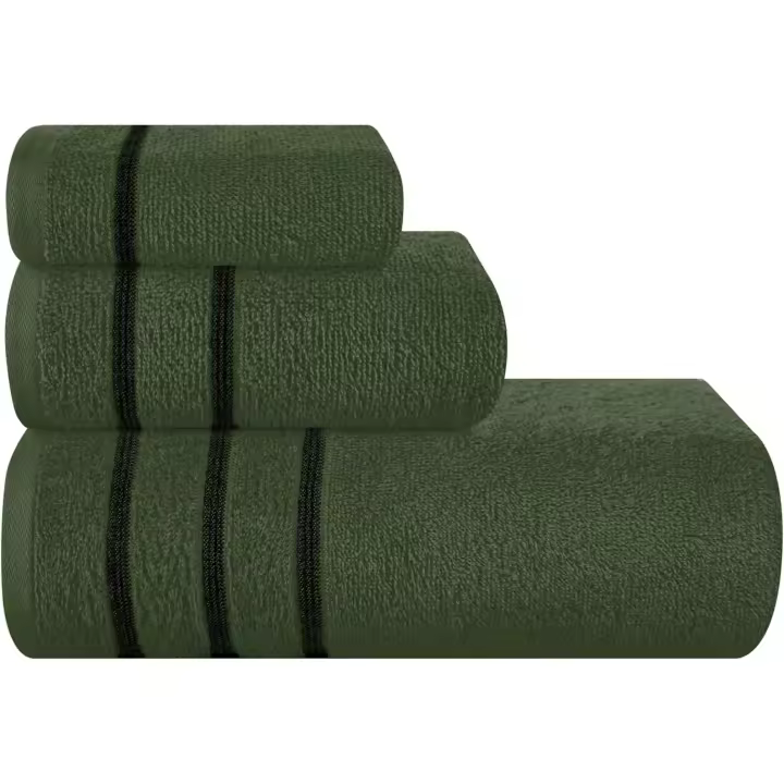 Juego de 3 toallas de Algodón ultrasuave, contiene Una Toalla de Baño de 28x55 pulgadas, Una Toalla de mano de 16x24 pulgadas y un papel de lavado de 12x12 pulgadas, ideal para uso diario, - 1