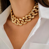 Collar Corto De Cadena Cubana Con Hebilla CCB IngeSight.Z Para Mujer Estilo Punk Color Dorado Exagerado Joyería De Fiesta Regalo - details 3