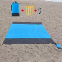 Outdoor Waterproof Picnic Blanket - Foldable Camping & Beach Mat with Storage Pocket, Polyester Plaid Ground Cover - details 6