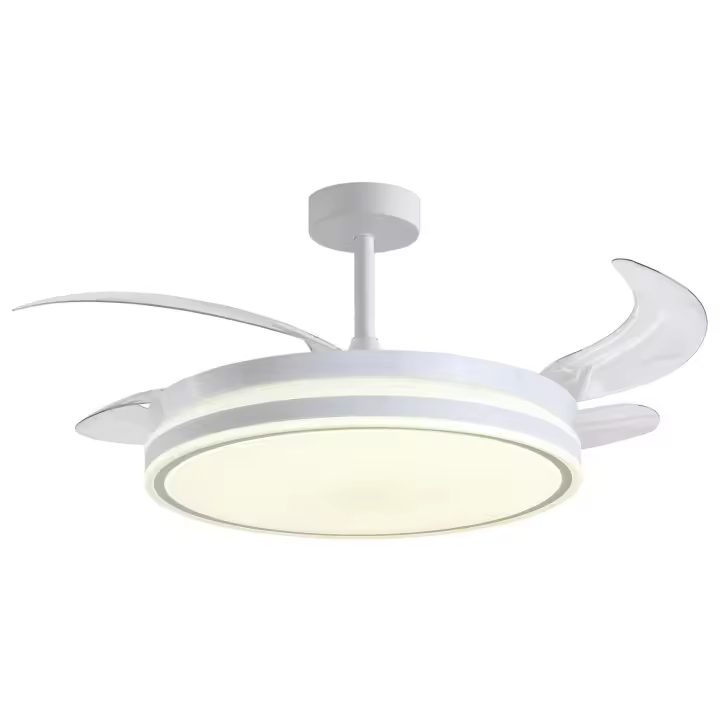 BEL AIR HOME Ventilador de Techo ATENAS con Motor DC y Aspas Desplegables con Luz Led 36W MEMORIA y Regulable en intensidad DIMMER (Luz nocturna) - Maca BEL AIR HOME - Silencioso y eficiente - Control Remoto incluído - Ideal para dormitorios y Comedores - 1