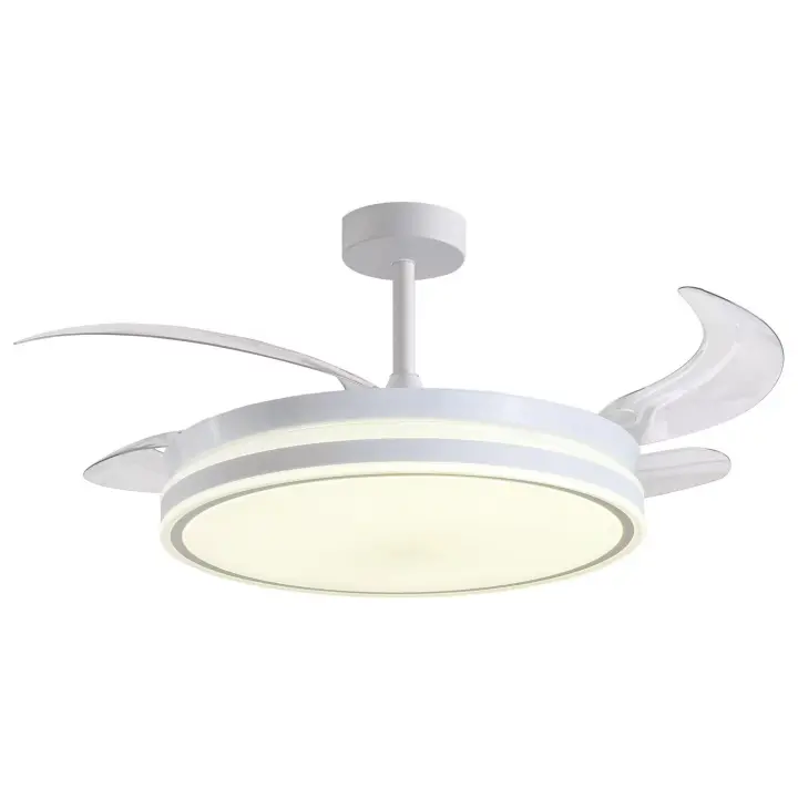 BEL AIR HOME Ventilador de Techo ATENAS con Motor DC y Aspas Desplegables con Luz Led 36W MEMORIA y Regulable en intensidad DIMMER (Luz nocturna) - Maca BEL AIR HOME - Silencioso y eficiente - Control Remoto incluído - Ideal para dormitorios y Comedores - 1