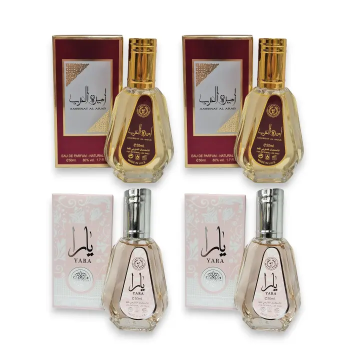 Pack Exclusivo de 4 Perfumes – 2 Ameerat Al Arab & 2 Yara Pink (50 ml cada uno) - Tu Fragancia Contigo Donde Vayas by lattafa - 1