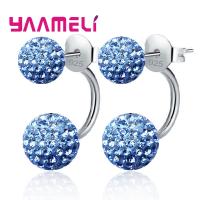Pendientes De Estilo Disco Con Cristales CZ Austriacos En Plata De Ley 925 Para Mujer 11 Colores Disponibles Joyería De Tendencia - details 7