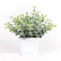 Bonsái Artificial De Eucalipto Pequeño Planta Falsa Verde En Maceta Para Decoración De Hogar Jardín Habitación Escritorio - details 4