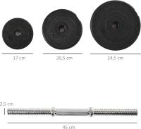 Juego de Mancuernas Pesas de Fitness Total 40 kg 4x5 kg 4x2,5 kg 4x1,5 kg Ajustable Profesionales Gimnasio Doméstico y Musculación con 2 Barras Ø25x450 mm Acero y Discos - details 2