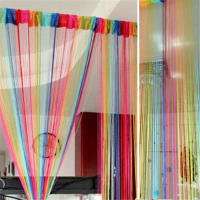 Cortinas De Hilo Coloridas 200x100cm Divisor De Pantalla Para Puerta Pared Ventana Panel Con Borla Modernas Para Sala De Estar - details 8