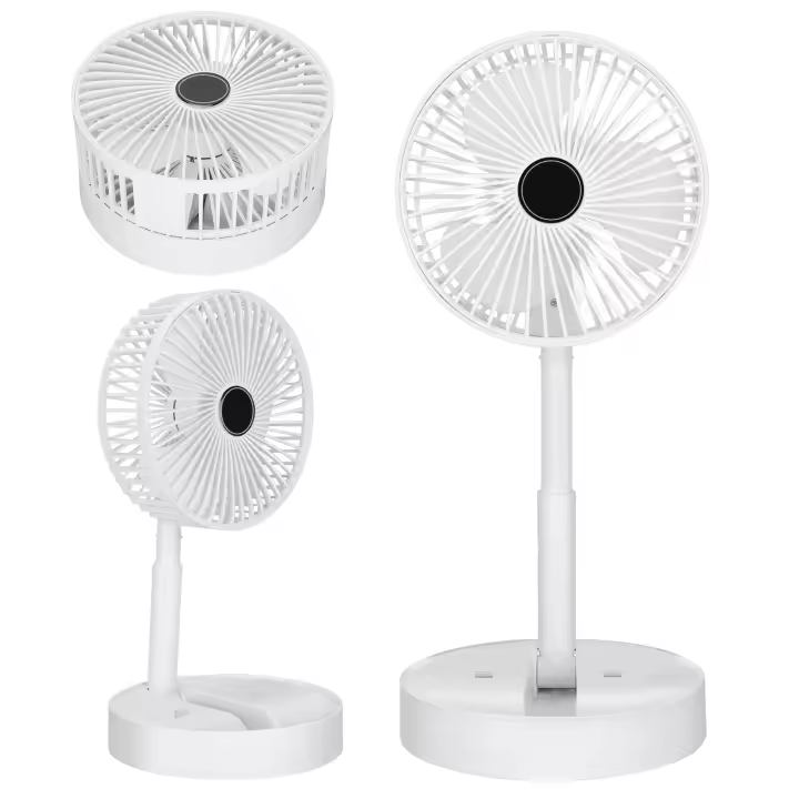 EasySpeed Ventilador Portátil Telescópico Plegable, Miniventilador Sobremesa, Soporte para Teléfono Móvil, Bateria Recargable, 3 Velocidades, Silencioso y Muy Ligero para Viajes, Camping, Acampada, Interior, Exterior, Ideal Verano - 1