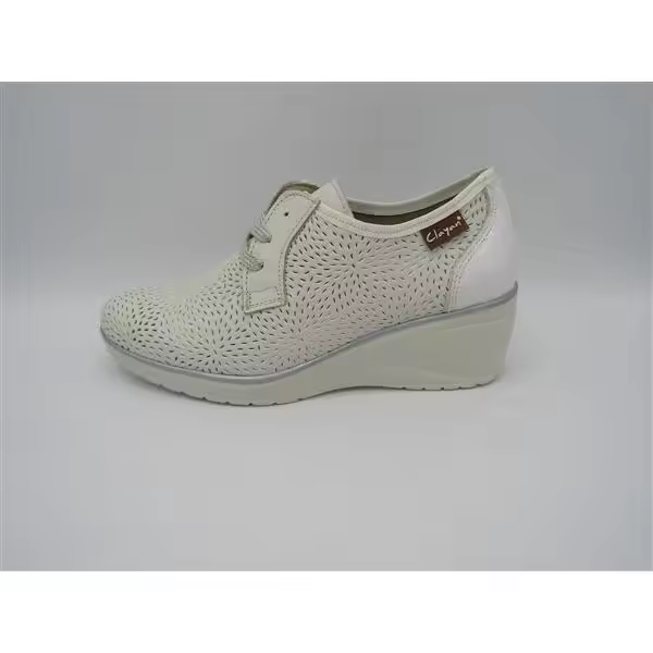 ZAPATO RONDA CALADO, CLAYAN 4000, materiales de piel, cuña de 5cm, plantilla extraíble - 1