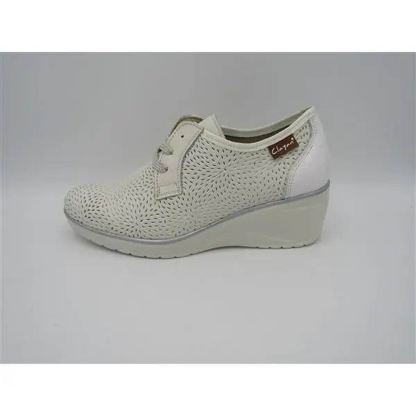 ZAPATO RONDA CALADO, CLAYAN 4000, materiales de piel, cuña de 5cm, plantilla extraíble - 1