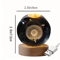 Bola De Cristal Grabada Con Dandelion Por Láser 3D Luz De Noche Decoración Regalo De Aniversario Para Clase Obsequio De Fiesta Navideña - details 1