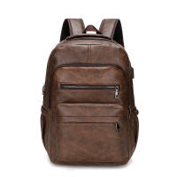USB Mochila De Cuero PU con carga para para hombre, morral grande ordenador portátil, mochila escola - details 14