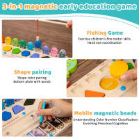 Juego De Puzzle Magnético Montessori Para Niños Tablero De Laberinto De Colores Y Números Madera Juguete Para Desarrollo De Habilidades Motoras Finas Edad Recomendada 3-6 Años - details 2