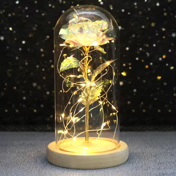 Rosa De Boda Con LED Galaxia Enchanted Con Luz En Domos Regalo De San Valentín Navidad Día De La Madre Belleza Y La Bestia Para Interior - 1