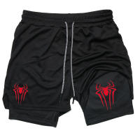 Shorts De Rendimiento Y2K Para Hombre Con Estampado De Araña 2 En 1 Deportivos Compresión Para Gimnasio Y Running Shorts Casuales De Polyester Cierre Con Cordón - details 9