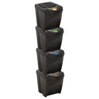 vidaXL Cubos de Basura Apilables 4 Piezas 100 L Contenedor Color Antracita,  Blanco,  Gris y mas - details 0
