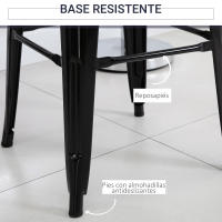 HOMCOM Conjunto de 4 Taburetes de Bar Estilo Industrial Apilables y con Reposapiés Aptos para Interiores y Exteriores 43x43x76 cm Carga Hasta 120kg - details 3