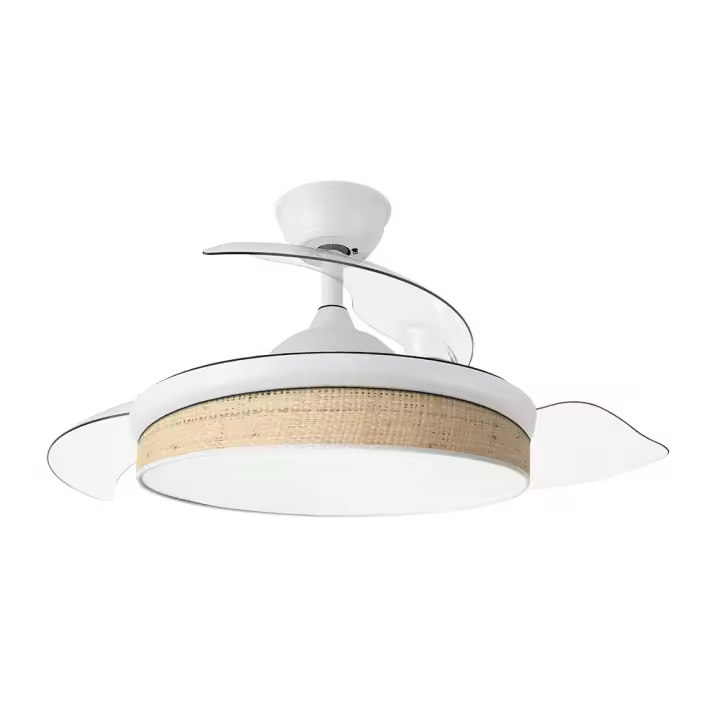 Ventilador Dc Moda 72w Blanco/cañizo Claro 91d 3aspas 7200lm 3000-4000-6000k Remoto+ Memoria+ Temporizador - 1