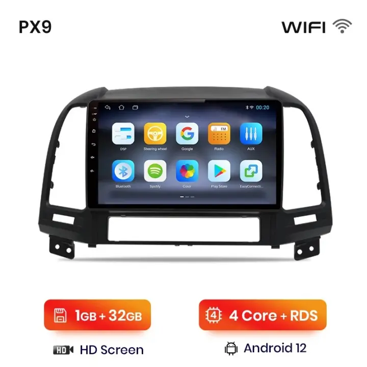 AWESAFE inalámbrico CarPlay Android Auto Radio para Hyundai Santa Fe 2 2006 2007 2008 2009 2010 2011 2012 coche reproductor multimedia GPS 2 din autoradio volante controles RDS Bluetooth - 1
