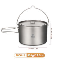 TOMSHOO Sartén De Camping De Titanio Ultraligera Con Tapa Y Mango Plegable Para Cocina Al Aire Libre Tamaños 0.75L/0.9L/1.1L/1.6L/2L/2.8L - details 11