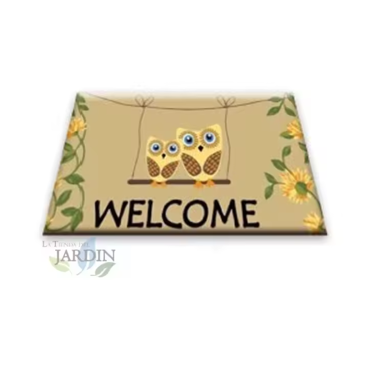 Suinga Felpudo Fibra de Coco Natural 40x60 Cm Diseños Originales Buhos Pareja - 1