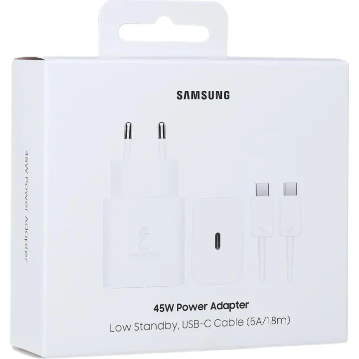 Cargador Samsung USB-C con enchufe + cable USB-C a USB-C / USB-A a USB-C – 25W / 45W / 35W+15W / 65W / 15W – 5 modelos Color Blaco y Negro - 1