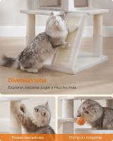 Árbol para Gatos Grandes con Vivienda, Rampa, Hamaca y Pompón - Disponible en Blanco Crema o Rosa Jalea - details 5