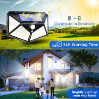 Lámpara De Exterior Solar LED Con Inducción Humana 100 LEDs Luces De Pared Para Jardín Decoración De Casa Y Carretera Carga Por Movimiento Cuatro Lados - details 1