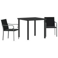 Conjunto de Comedor de Jardín de 3 Piezas con Cojines de Polirratán Negro - details 1