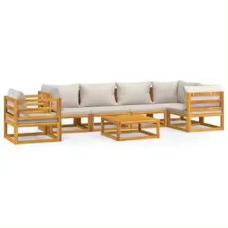 VIDAXL set de sofás y silla de jardín de 7 piezas fabricado en madera de acacia con cojines gris claro vida xl - 1