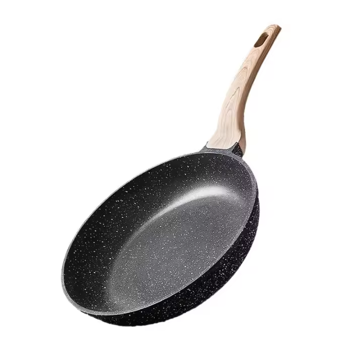 24cm Antiadherente Sartenes para Freir, Inducción Sartén para Tortilla sin PFOA, Granito Sartenes para granos with Mango de baquelita Woodgrain, Mármol Sartén, Sartén de Piedra, Apta para Gas - 1